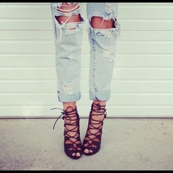 Madden Girl Shoes - Madden Strappy Caged Lace Up Heels Stiletto Shoes